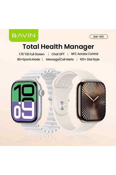 Bavin Smart watch with GPT AI, heart rate monitoring, 15-language translator, and 1.75-inch display