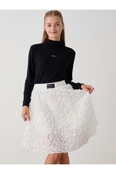 Zekids Детска пола с ластик в талията и розов десен