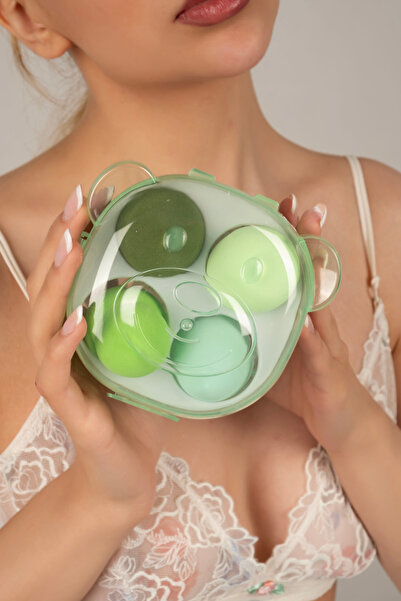 ZEYNABEAUTY Plastik Kutulu Panda Desenli Renkli 4lü Makyaj Sünger Seti