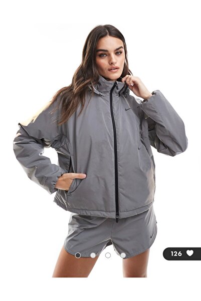 Nike Run Division Therma-Fit Reflective Running Full-Zip Hoodie Gri Kadın Ceket