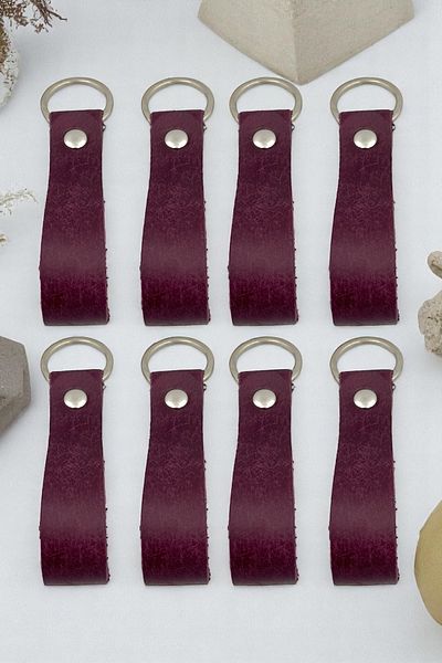 pepuza 8 Pack Genuine Leather Root Series Keychain Purple