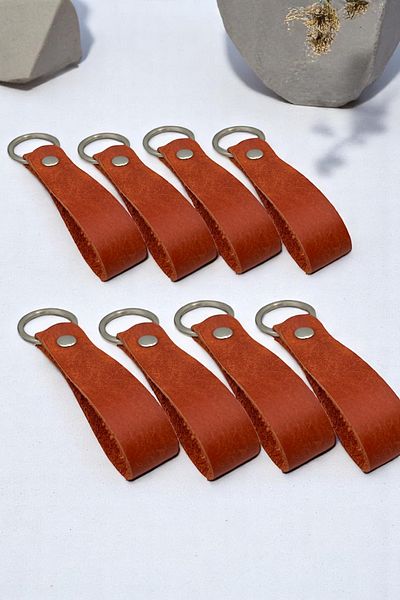 pepuza 8 Pack Genuine Leather Root Series Keychain Orange