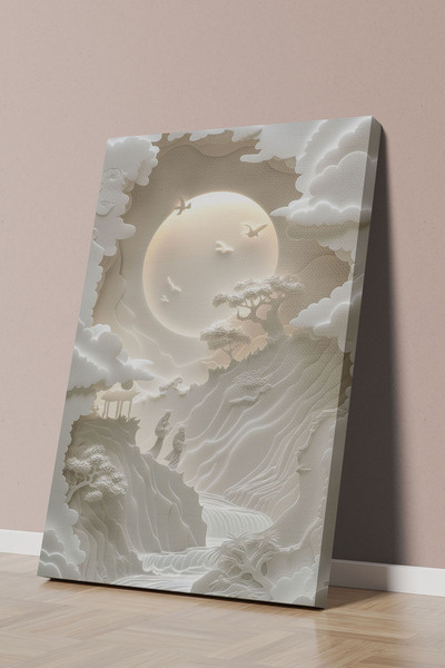 Store Bulutların Ötesine Masalsı Yolculuk Premium Kanvas Tablo