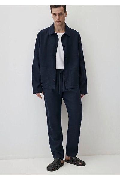 Mavi Men's Navy Blue M0010452-80872 Linen Trousers