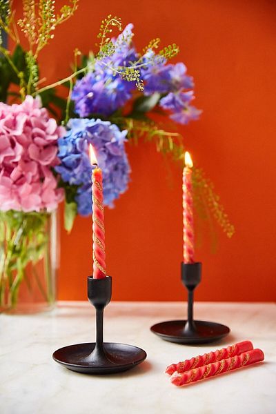 Arma House Red 4-Piece Vintage Candlestick Candle 15 cm
