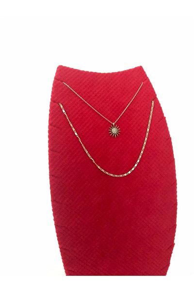 MeGass Dekor Domestic Production Dubai Model Suede Fabric Red Color 25/12 Cm Necklace - Chain Stand
