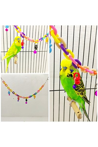 ozzipetshop Muhabbet Kuşu Zincir Stres Halkasi Zilli Oyuncak 30 Cm