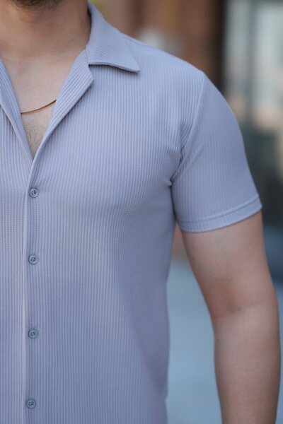 My Reality Fashion Men's Ottoman Fabric Apaj Collar Short Sleeve Shirt