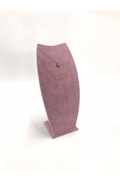 MeGass Dekor Domestic Production Dubai Model Suede Fabric Pink Color 25/12 Cm Necklace - Chain Stand