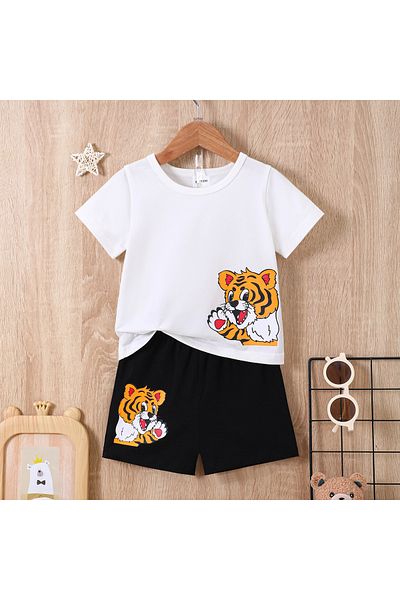 nannie Black And White Tiger Boys Outfit - 18-24 Months