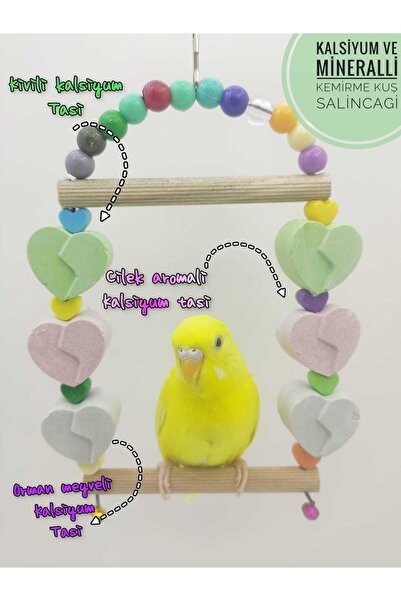 ozzipetshop Muhabbet Kuşu Gaga Taşlı Salıncak Eğlenceli Kuş Kemirme Salıncağı