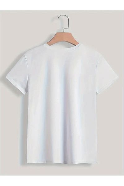 PALPİTO Tricou oversize cu imprimeu alb Santorini de damă