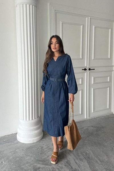 leyla sanat sanata yeni bir bakış açısı Leyla Art Art a New Perspective Blue Long Sleeve Dress