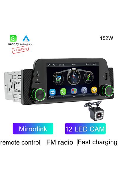 Choice 152w 12led Bqcc 1din 5" Hd Touch Screen Wired/wireless Android Auto Carplay Car Mp5 Player With Mirr