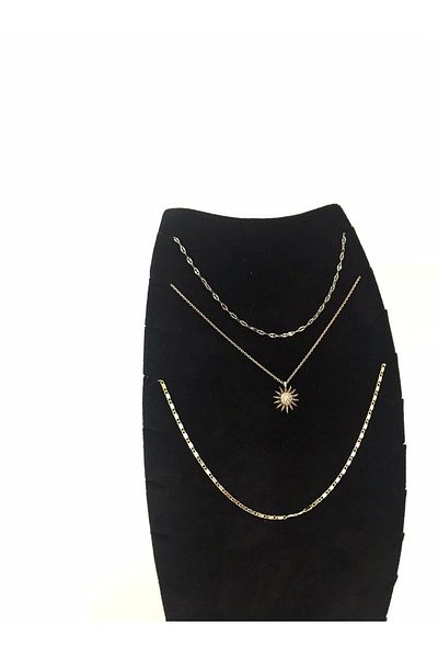 MeGass Dekor Domestic Production Dubai Model Suede Fabric Black Color 25/12 cm Necklace - Chain Stand