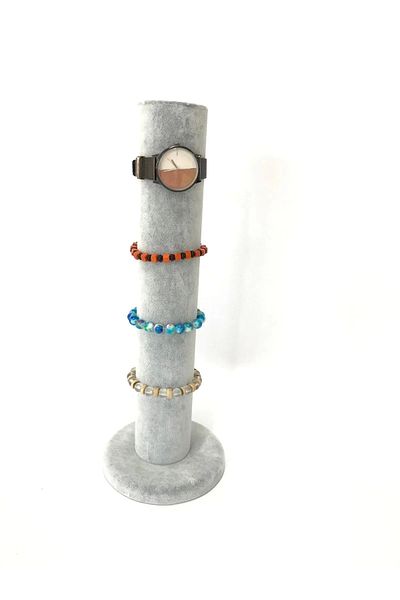 MeGass Dekor Domestic Production Suede Fabric Gray Color Bracelet - Watch Display Stand