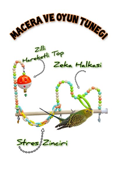 ozzipetshop Renkli Kuş Halka Oyuncak 25 Cm - Eglenceli Kemirme Tirmanma Kuş O...