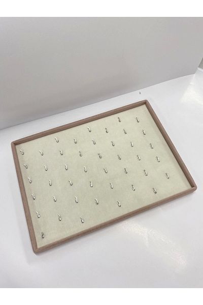 MeGass Dekor Domestic Production Suede Fabric Gray Color Pendant Service Presentation Table