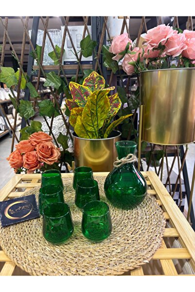 ARS HOME DEKOR Colorful Zamzam Set, Water Set, Jug and Glass Set, Umrah-Hajj Gift, 7 Piece Soft Drink Set Carafe