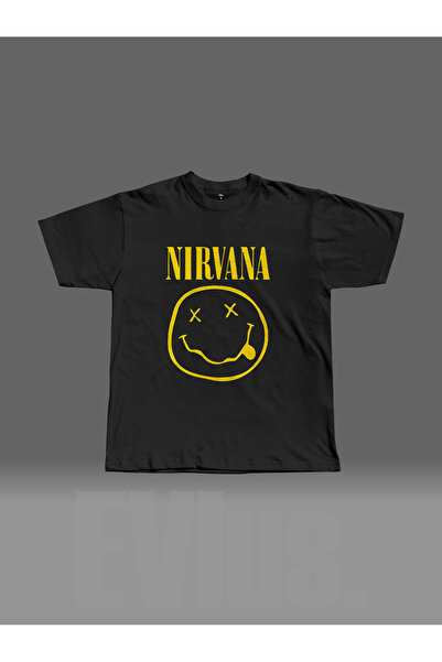 EVIus Tricou oversize cu imprimeu Nirvana cu guler rotund