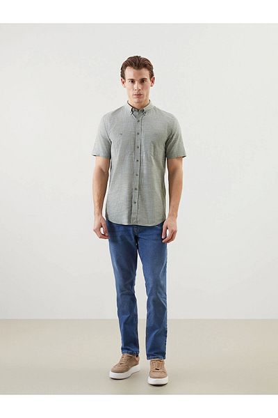 LC Waikiki Lcwaikiki Classic Khaki Regular Fit Short Sleeve Poplin Men's Shirt