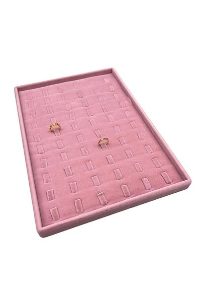 MeGass Dekor Domestic Production Suede Fabric Pink 34/24 cm Vertical Nail Drawer Ring Table