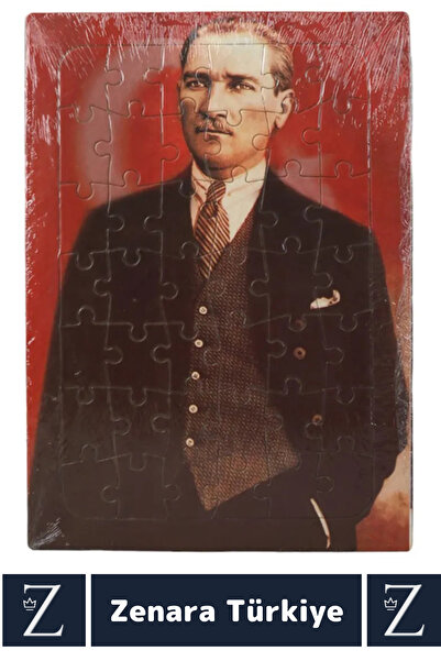 Zenara Premium Eğlenceli Eğitici Görsel Algı Motor Becerisi Geliştiren Çocuk PUZZLE 42 Parça ATATÜRK