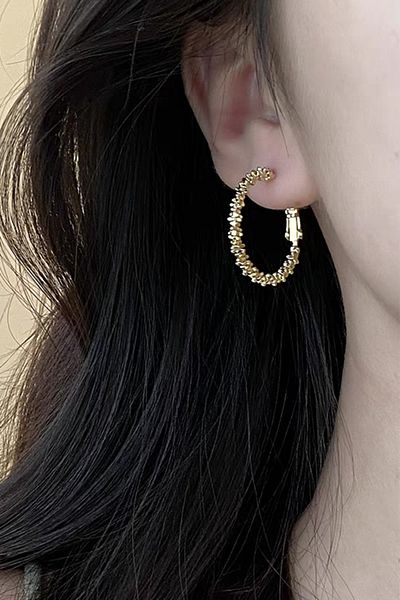 ARTEMİSİA Women's Serrated Oval Model Hoop Earrings