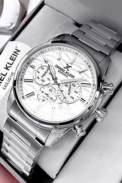 Daniel Klein Exclusive Men Wrist Watch 3 Atm Waterproof Silver Color Steel Band Gift Bracelet Dke2129C1
