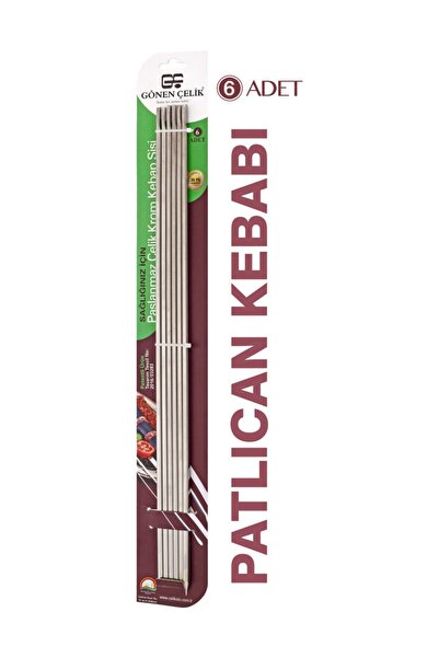 GÖNEN ÇELİK Gönen Çelik Paslanmaz Çelik Krom Kebap Şişi 6 Adet Patlıcan Kebap