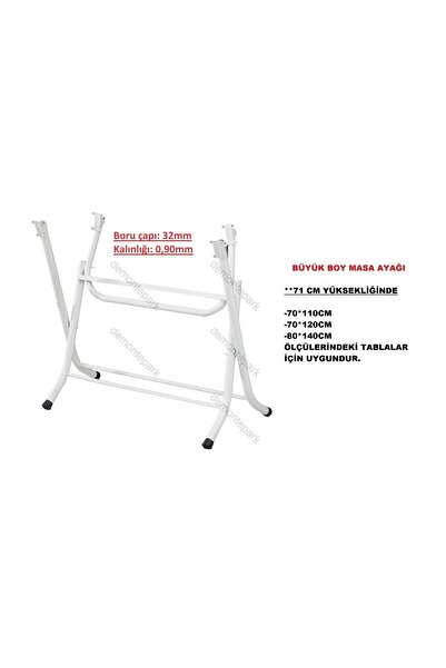 DEMONTEPARK Picior de masă pliabil-Mărime mare-Culoare albă