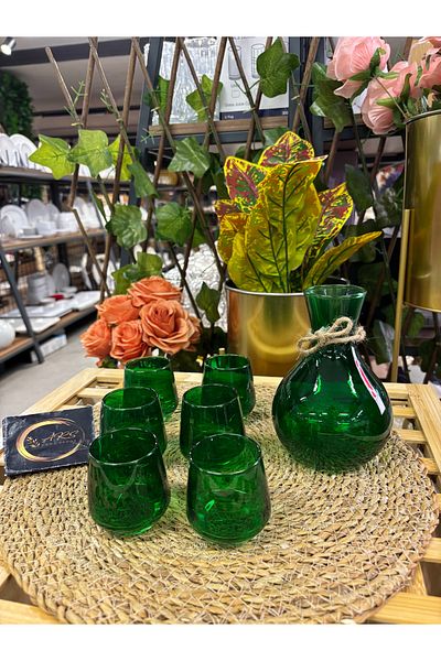 ARS HOME DEKOR Colorful Zamzam Set, Water Set, Jug and Glass Set, Umrah-Hajj Gift, 7 Piece Soft Drink Set Carafe
