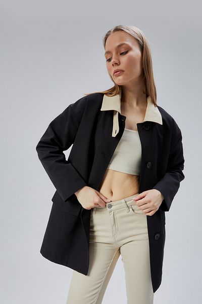 Bolivente Trench negru oversize casual midi