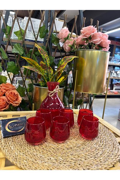 ARS HOME DEKOR Colorful Zamzam Set, Water Set, Jug and Glass Set, Umrah-Hajj Gift, 7 Piece Soft Drink Set Carafe