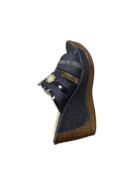 PARMİ Women's Wedge Heel Silvery Stone Slippers