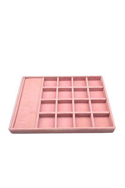 MeGass Dekor Domestic Production Amsterdam Model Suede Fabric Pink Color 34/24 Cm Drawer Ici Jewelry Stand