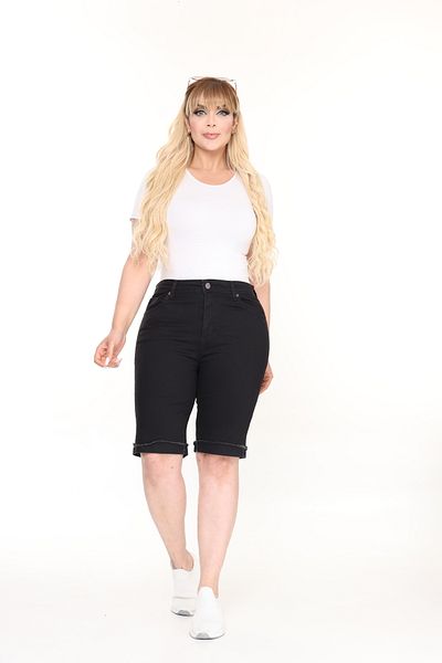 Era Lisa Double Leg High Waist Full Lycra Black Women's Denim Shorts