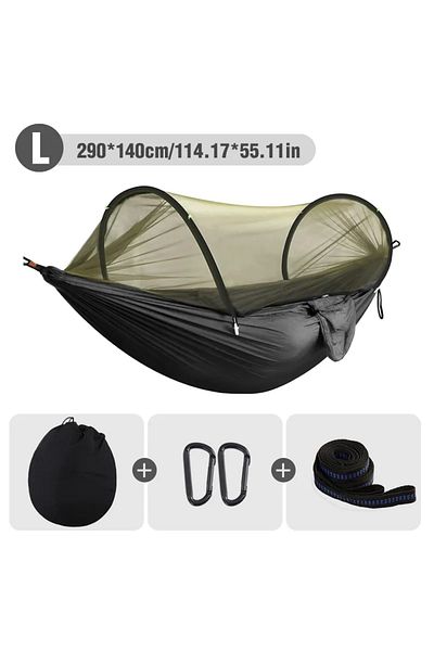 Choice Black L WESTTUNE 3 in 1 Camping Hammock with Mosquito Mesh Automatic Quick Opening Nylon Hammock Ant