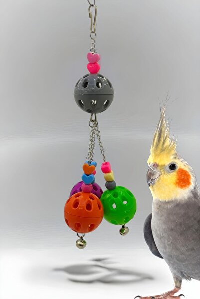 ozzipetshop Sultan Papağanı Zilli Top Oyuncağı 25 Cm - Eğlenceli Kuş Aktivite...
