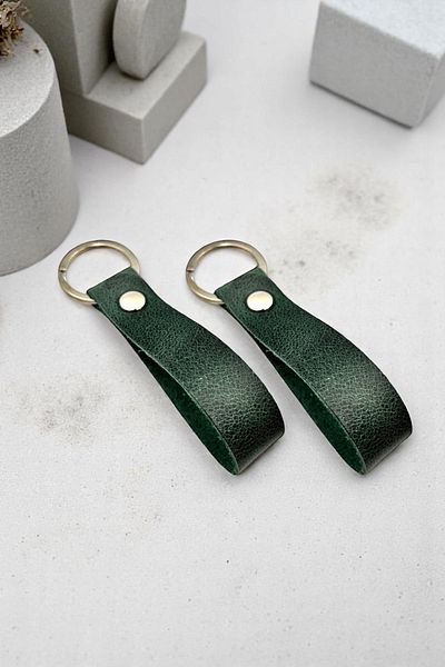 pepuza 2 Pack Genuine Leather Root Series Keychain Green