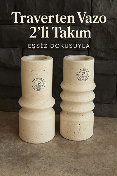 Polen Stone Traverten Vazo 2’li Takım Polen Stone Farkıyla