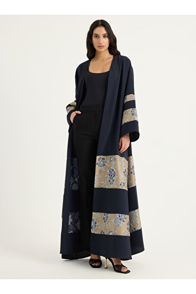 Store Wf Navy Blue Jacquard Abaya Kaftan