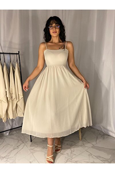Butik Feminen Tarzda Şifon Midi Elbise | Doğal Şıklık