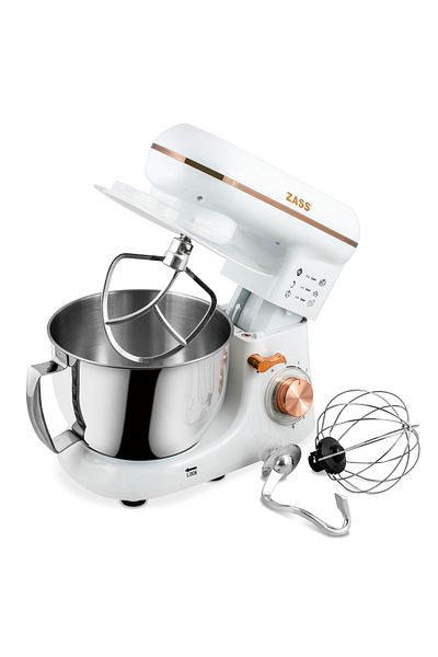 Zass Mixer planetar Zpsm 21 Rose Gold, 1300 W, bol din oțel inoxidabil de 4 L, 6 viteze, pulsații, alb