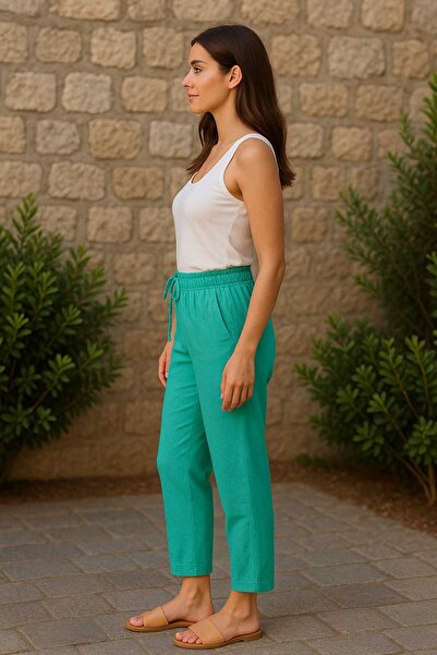 DOLCE QUEEN Women's Elastic Waist Flowy Summer Pants (Tencel)