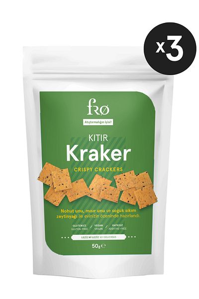 FRO 3 Pack Meal-Free Vegan Curly Crackers - Gluten-Free Salted, Healthy Hearty, Additive-Free Snack 3X50Gr