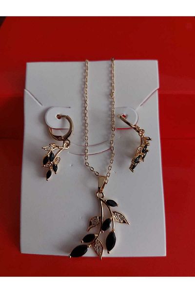 modares Zircon Stone Set Necklace - 3-Piece Necklace Earring Set - Stylish Trend Sets - Sets Suitable for Gifts