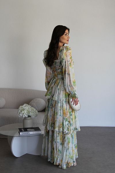 Julidress Chiffon Sweetheart Neckline Chest Binding Detailed Special Production Maxi Long Fold Premium Design Dress