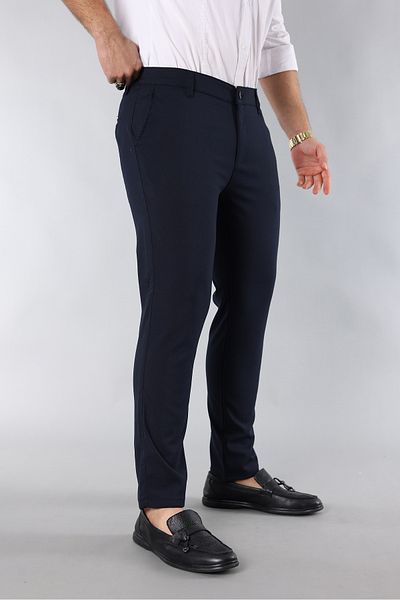 PULS Ανδρικό υφασμάτινο παντελόνι Navy Blue Slim Fit Lycra μέχρι τον αστράγαλο