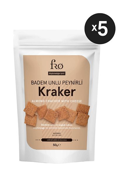 FRO 5 Pack Almond Flour Cheese Cracker Gluten-Free Hearty Healthy Additive-Free Snack